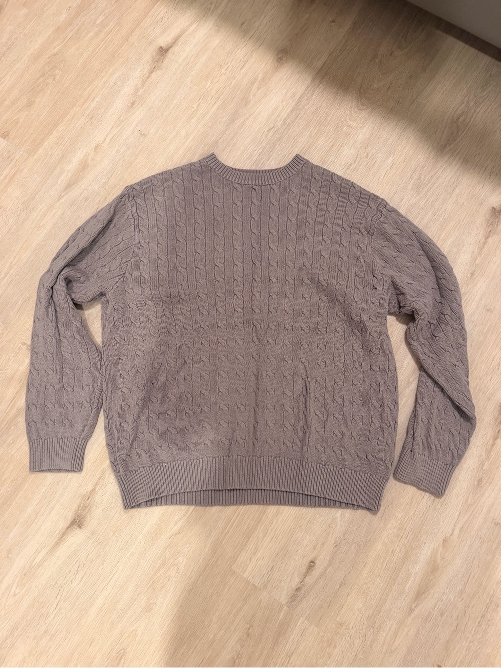 Brandy Melville Taupe Cable Knit Crewneck Sweater
